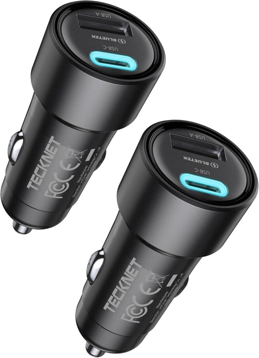 USB C Car Charger [2Pack], 48W 2-Port Cigarette Lighter Fast Chargering, PD&QC3.0 USBC Car Charger Adapter Compatible with Iphone 16/15 Plus/15/14/13 Galaxy