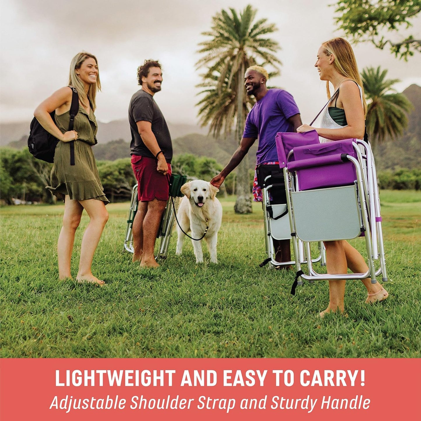 Sports Chair with Side Table, Outdoor Foldable Padded Adult Camping Chairs with Cup and Accessory Panel for Lawn, Beach, & Sports Use for Adults, up to 300-Lbs Capacity, (Red)